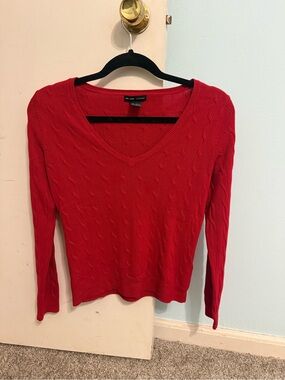 New York & Company Red V-Neck Sweater